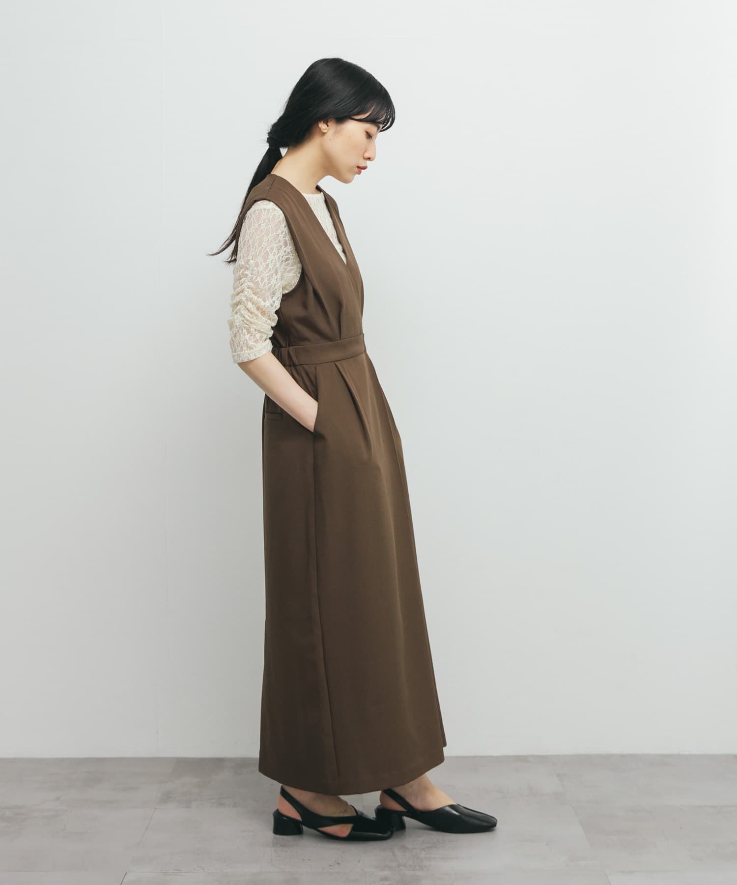  「カシュクールラップジャンパースカート」|ワンピース|