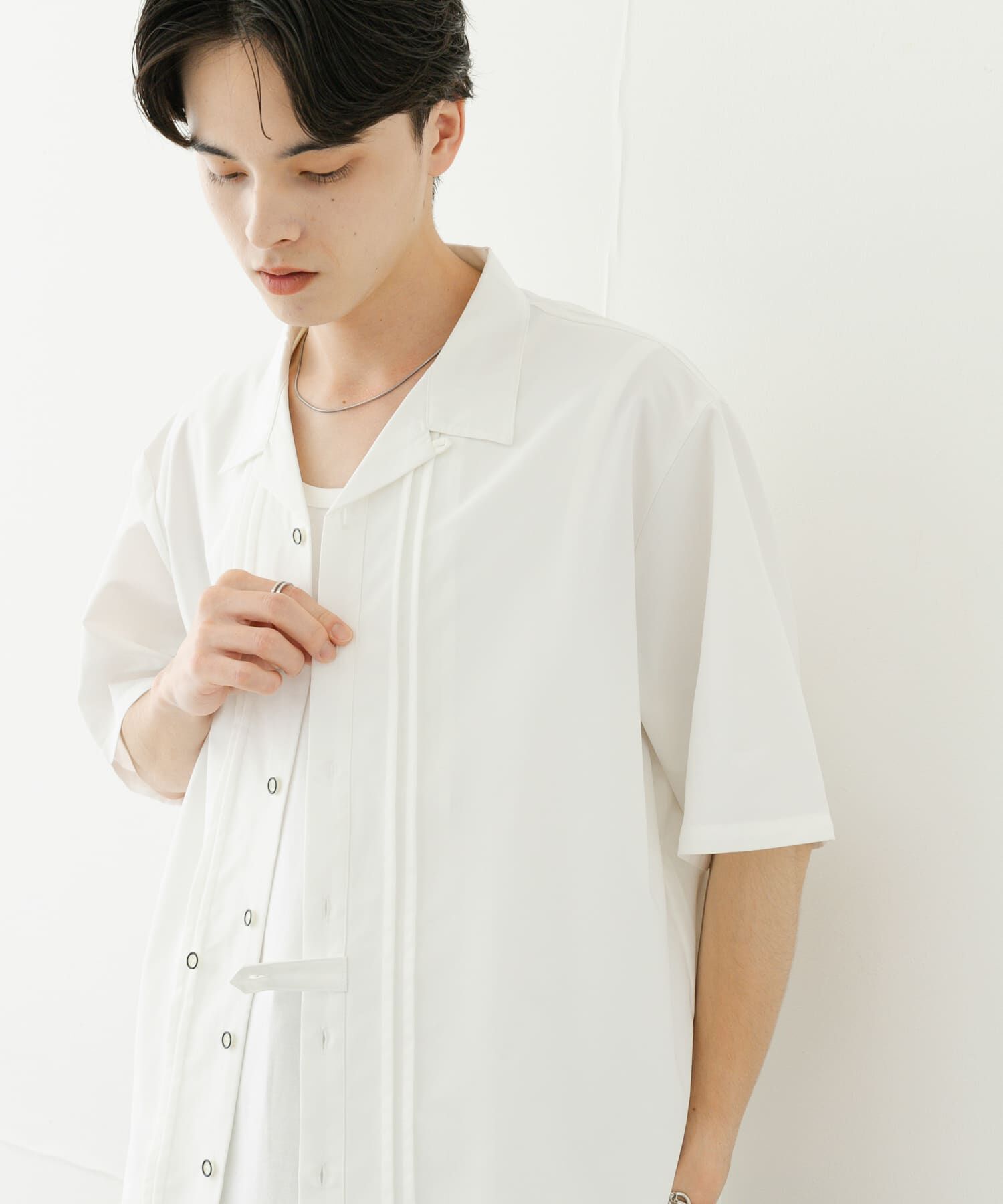 SENSE OF PLACE by URBAN RESEARCH「デザインオープンカラーショートスリーブシャツ」|シャツ・ブラウス|ホワイト