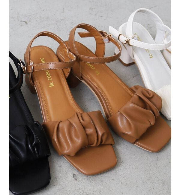  「《WEB限定アイテム》ギャザーストラップサンダル」|サンダル|