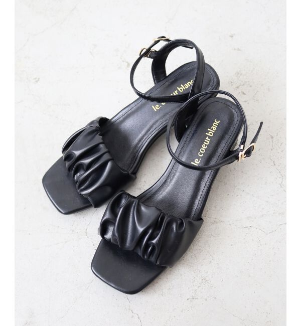  「《WEB限定アイテム》ギャザーストラップサンダル」|サンダル|