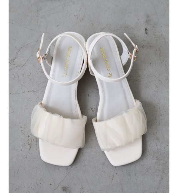 「《WEB限定アイテム》ギャザーストラップサンダル」|サンダル|