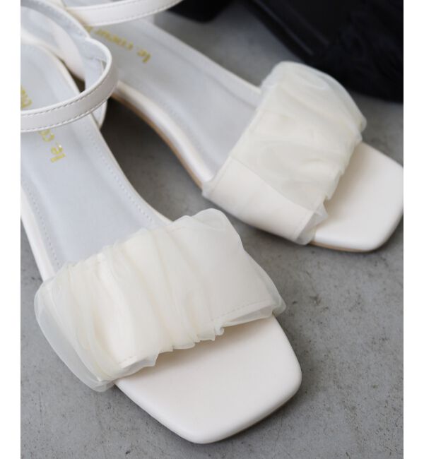  「《WEB限定アイテム》ギャザーストラップサンダル」|サンダル|