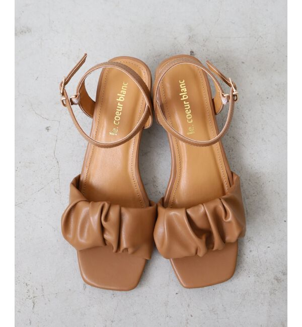  「《WEB限定アイテム》ギャザーストラップサンダル」|サンダル|