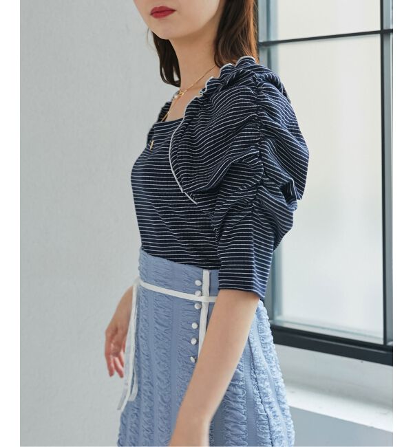 MAJESTICLEGON「ボリュームスリーブボーダートップス」|Tシャツ・カットソー|