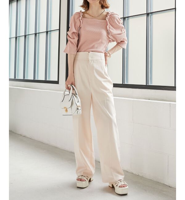 MAJESTICLEGON「ボリュームスリーブボーダートップス」|Tシャツ・カットソー|