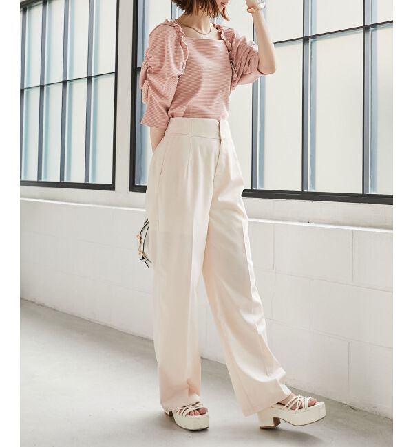 MAJESTICLEGON「ボリュームスリーブボーダートップス」|Tシャツ・カットソー|