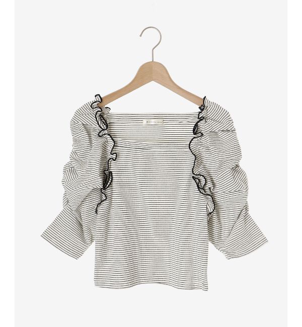 MAJESTICLEGON「ボリュームスリーブボーダートップス」|Tシャツ・カットソー|