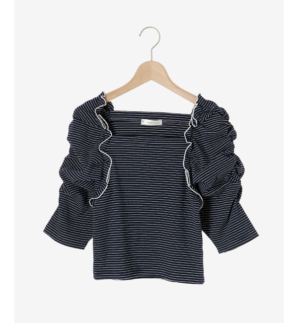 MAJESTICLEGON「ボリュームスリーブボーダートップス」|Tシャツ・カットソー|