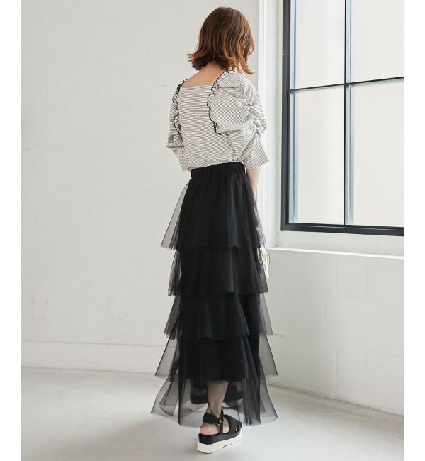 MAJESTICLEGON「ボリュームスリーブボーダートップス」|Tシャツ・カットソー|