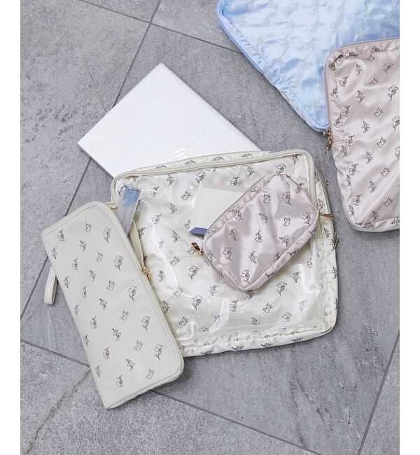 MAJESTICLEGON「サテンフローラルガジェットポーチ」|ポーチ|アイボリー