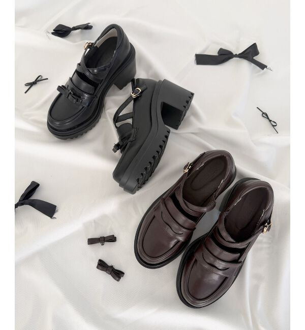  「取り外しリボンクロスローファー」|ローファー|