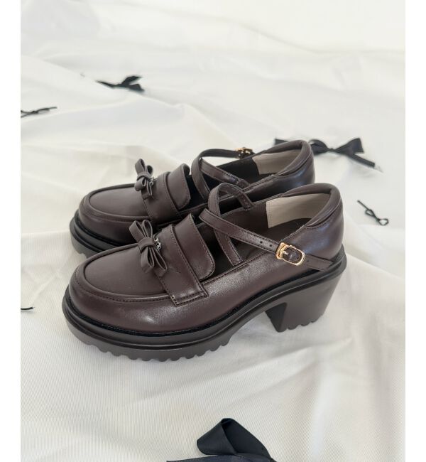  「取り外しリボンクロスローファー」|ローファー|