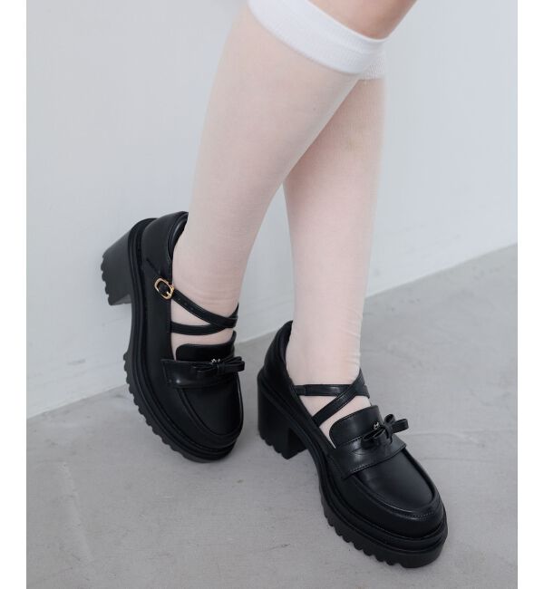  「取り外しリボンクロスローファー」|ローファー|