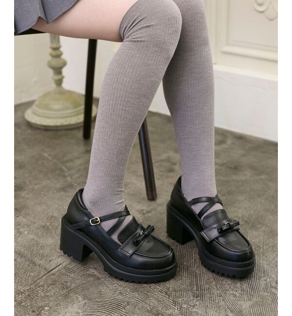  「取り外しリボンクロスローファー」|ローファー|