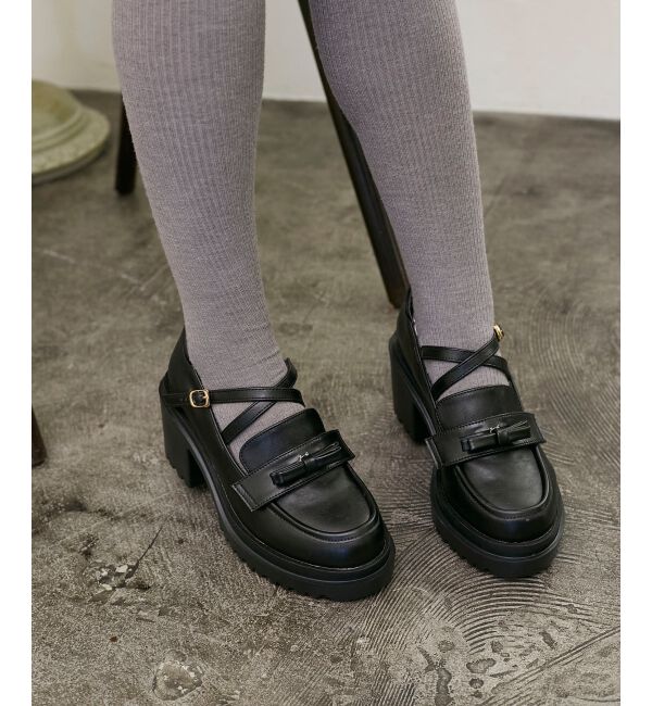  「取り外しリボンクロスローファー」|ローファー|