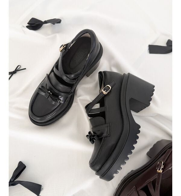  「取り外しリボンクロスローファー」|ローファー|