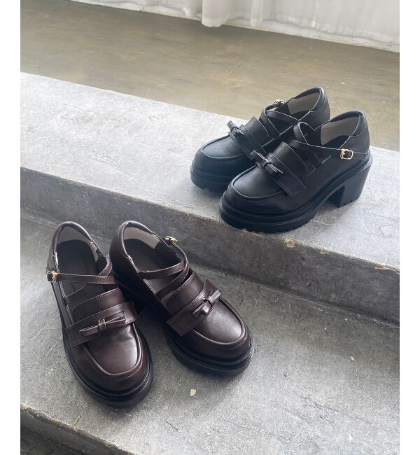  「取り外しリボンクロスローファー」|ローファー|