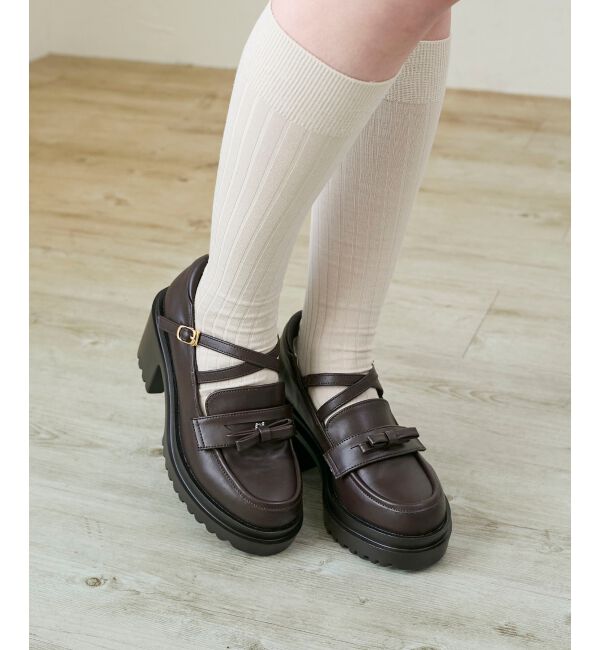  「取り外しリボンクロスローファー」|ローファー|