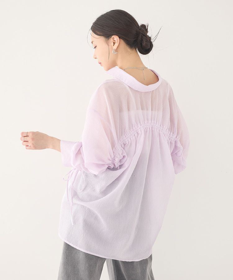 earth music&ecology「バックドロストシアーストライプオーバーシャツ」|シャツ・ブラウス|