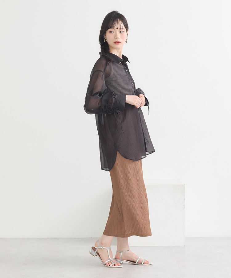 earth music&ecology「バックドロストシアーストライプオーバーシャツ」|シャツ・ブラウス|