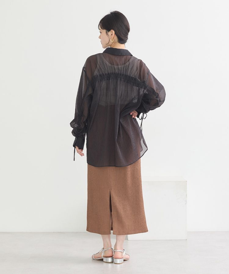 earth music&ecology「バックドロストシアーストライプオーバーシャツ」|シャツ・ブラウス|