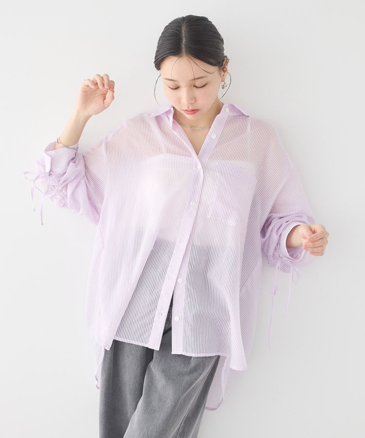 earth music&ecology「バックドロストシアーストライプオーバーシャツ」|シャツ・ブラウス|