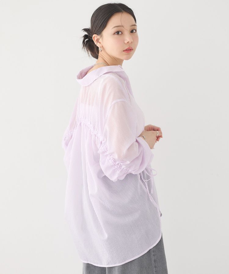 earth music&ecology「バックドロストシアーストライプオーバーシャツ」|シャツ・ブラウス|