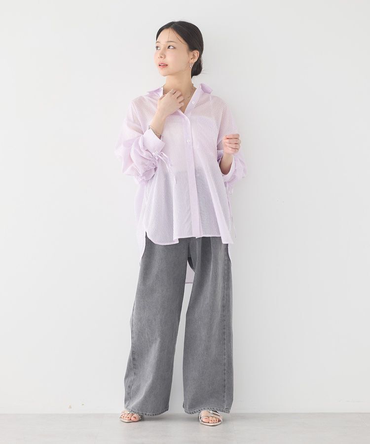 earth music&ecology「バックドロストシアーストライプオーバーシャツ」|シャツ・ブラウス|