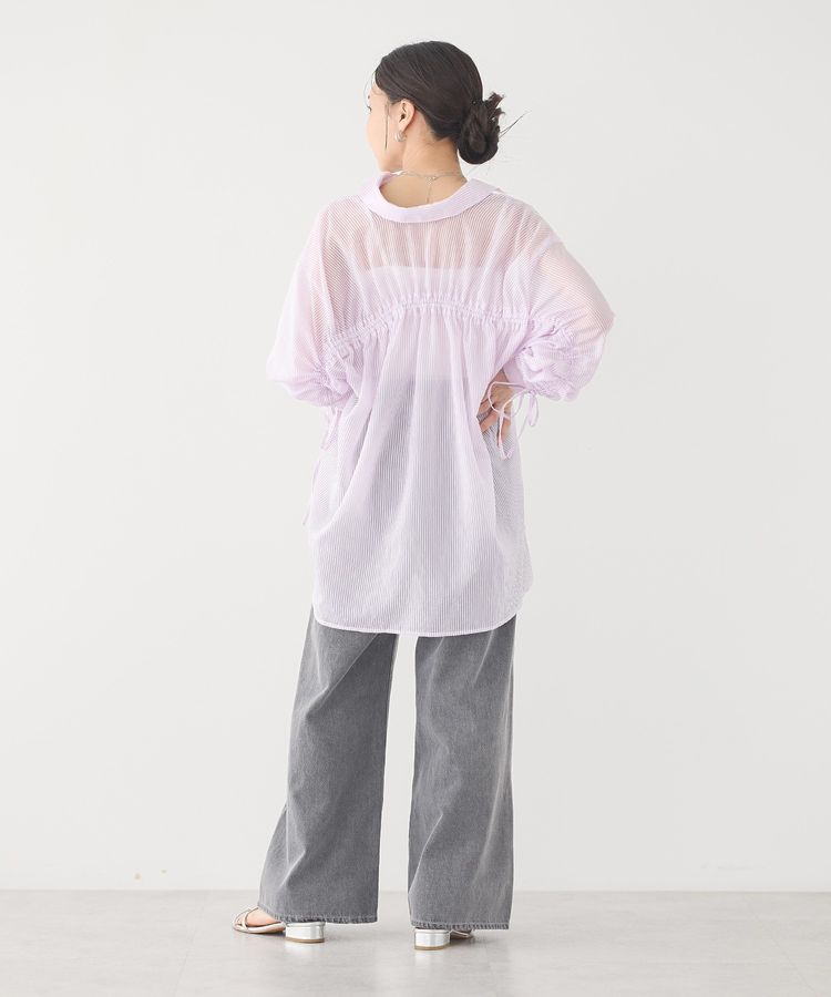 earth music&ecology「バックドロストシアーストライプオーバーシャツ」|シャツ・ブラウス|