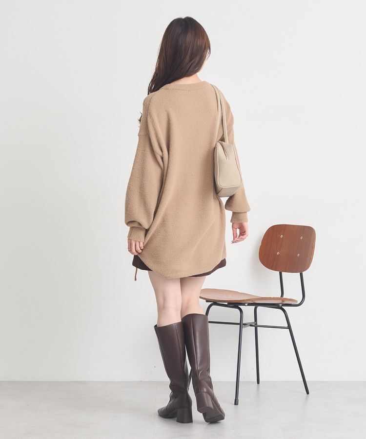 earth music&ecology「パウダーシャギーシャーリングニットミニワンピース」|ワンピース|