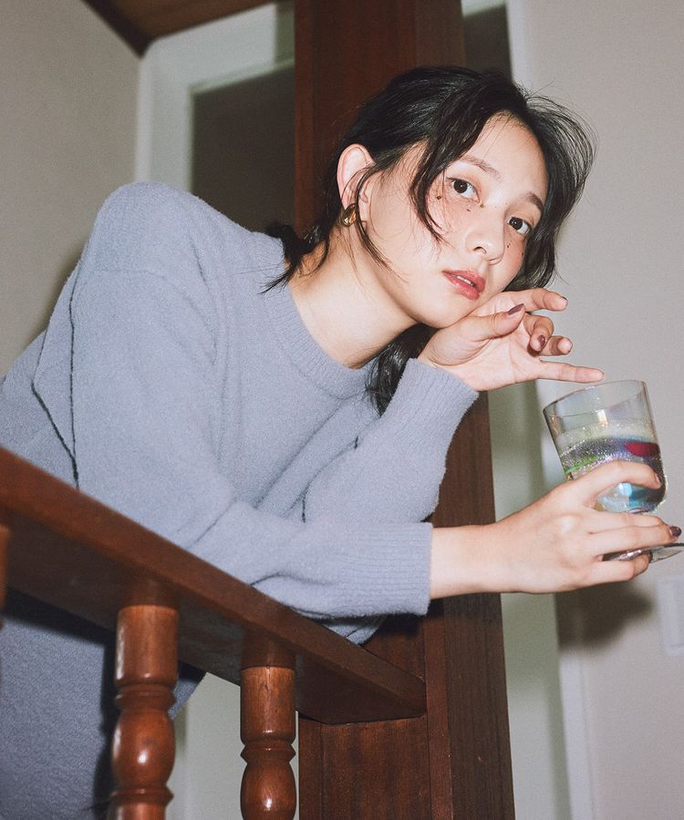 earth music&ecology「パウダーシャギーシャーリングニットミニワンピース」|ワンピース|