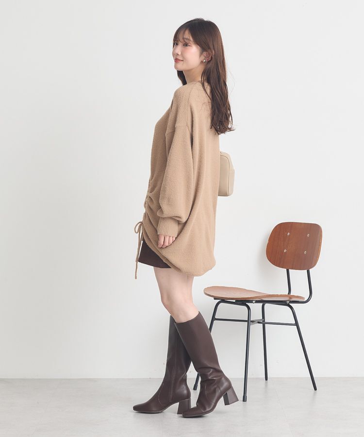 earth music&ecology「パウダーシャギーシャーリングニットミニワンピース」|ワンピース|