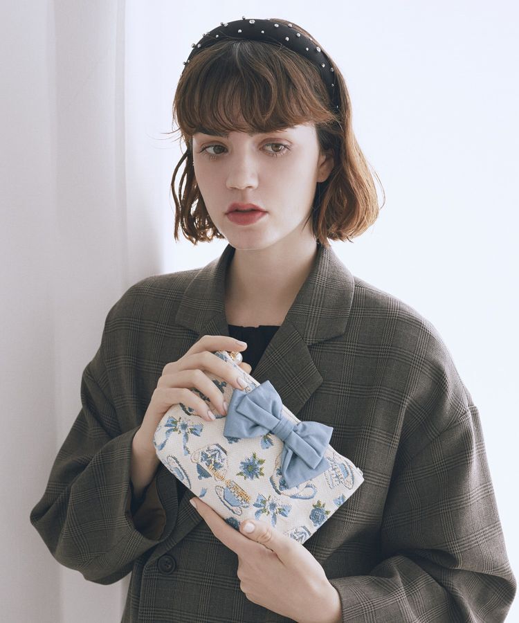 Maison de FLEUR「ティーカップ柄ゴブランポーチ」|ポーチ|