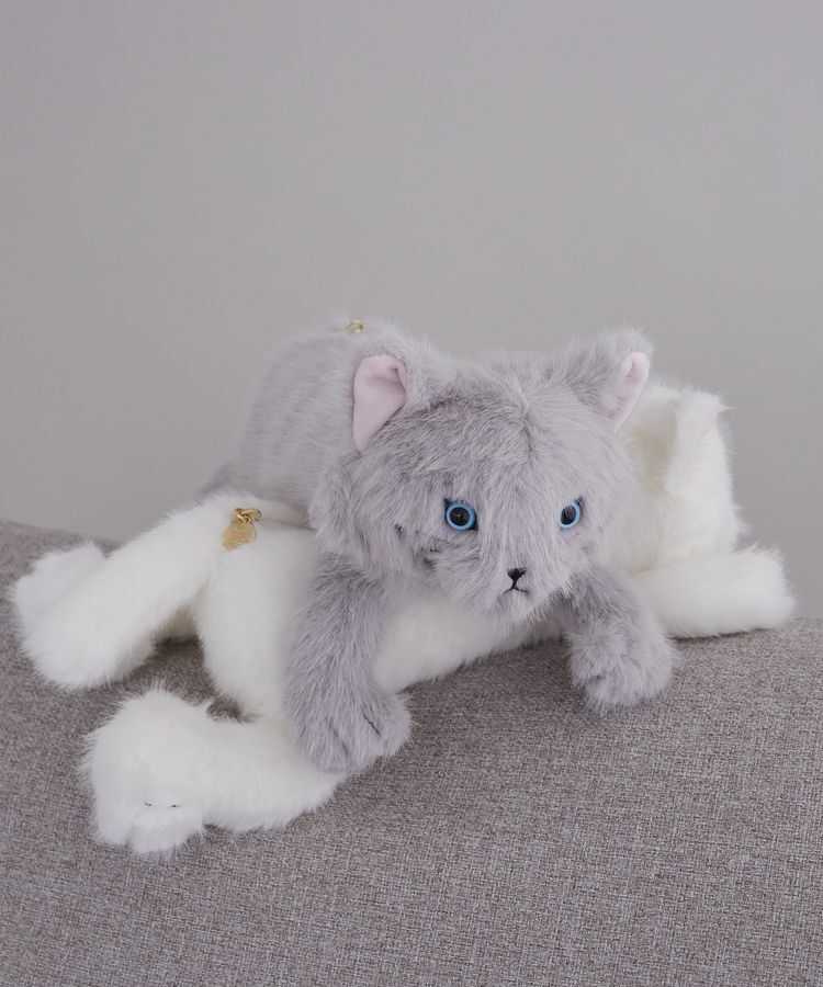 Maison de FLEUR「ねこくたくたポーチ」|ポーチ|ライトグレー