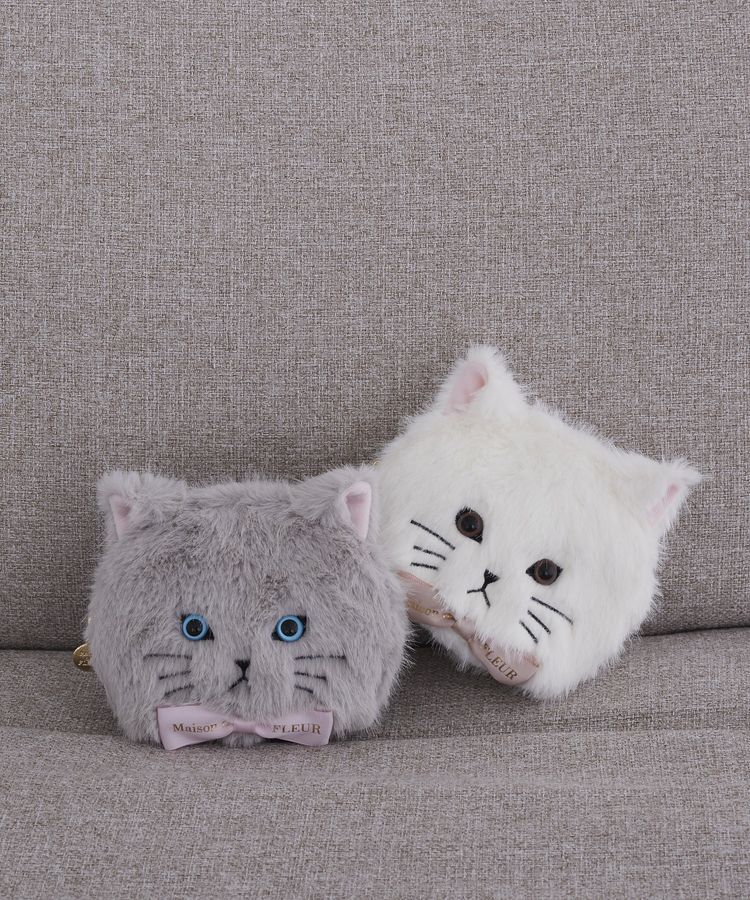 Maison de FLEUR「ねこフェイスポーチ」|ポーチ|
