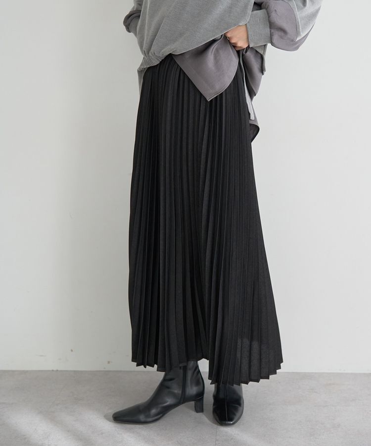 YECCA VECCA「サテンプリーツスカート」|スカート|Black