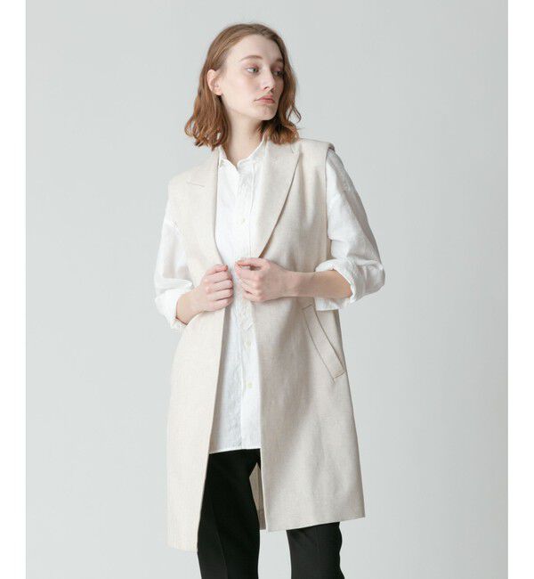 allureville「マットクロススリーブレスジャケット」|ダウンベスト・ベスト|ベージュ