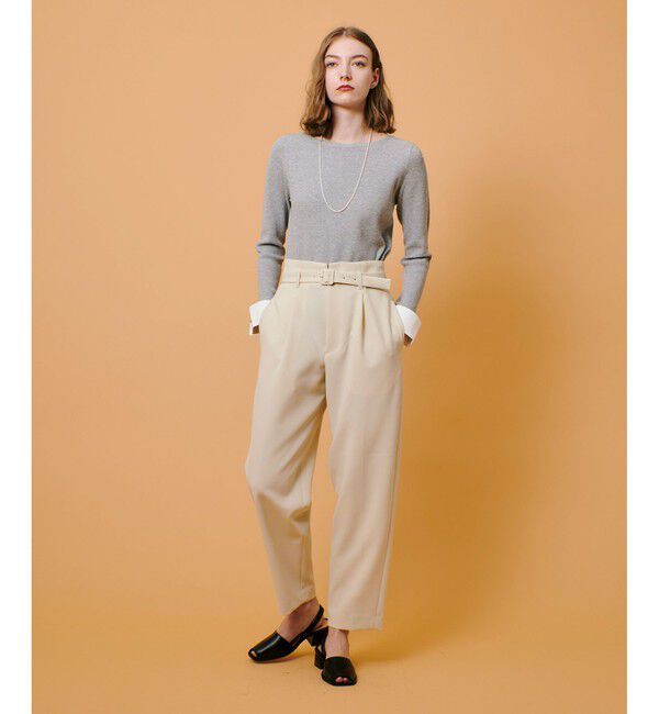 allureville「ダブルクロスベルト付タックパンツ」|チノ|