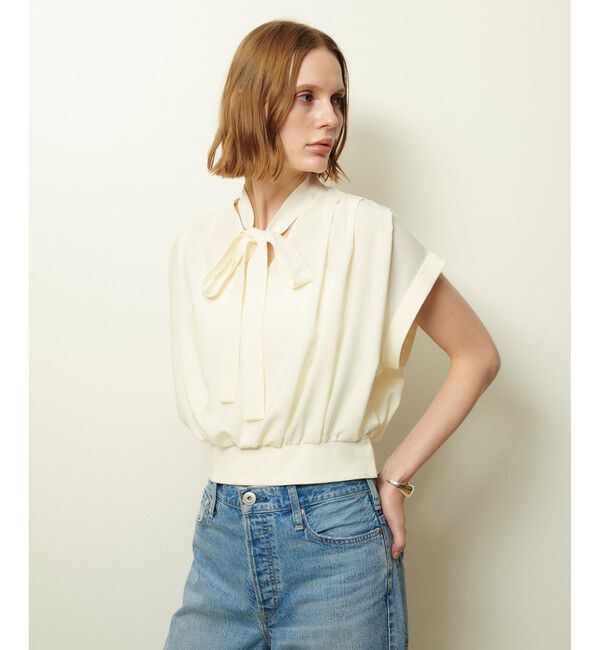 allureville「ボウタイタックフレンチスリーブブラウス」|シャツ・ブラウス|