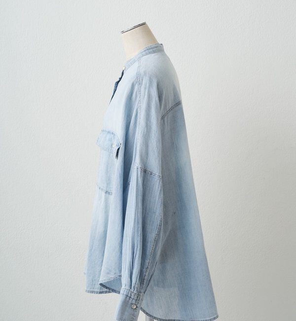  「シアーデニムバンドカラーブラウス」|シャツ・ブラウス|