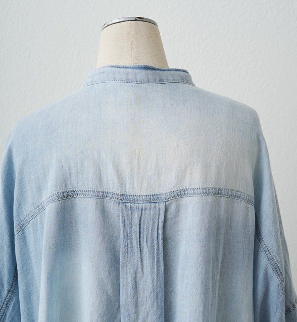  「シアーデニムバンドカラーブラウス」|シャツ・ブラウス|