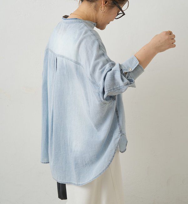  「シアーデニムバンドカラーブラウス」|シャツ・ブラウス|