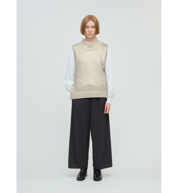 mizuiro ind「mizuiro ind 箔プリントハイネックベスト」|ニット・セーター|