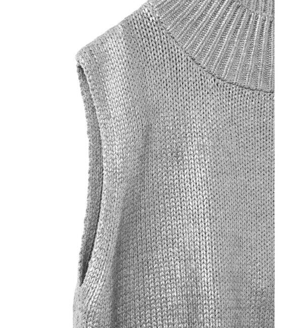 mizuiro ind「mizuiro ind 箔プリントハイネックベスト」|ニット・セーター|