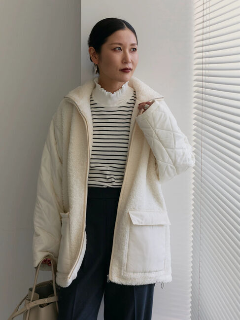 Samansa Mos2 blue「フリル衿ニットプルオーバー」|ニット・セーター|