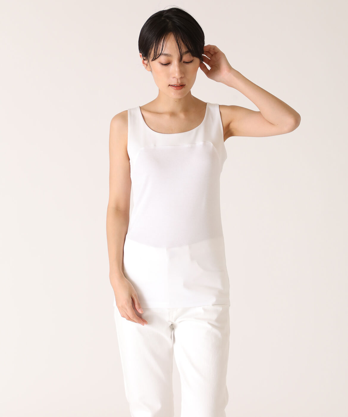 DAY by DAY it&rsquo;s international「サテン切り替えタンクトップ《スビン綿MIXフライス》」|タンクトップ|ホワイト