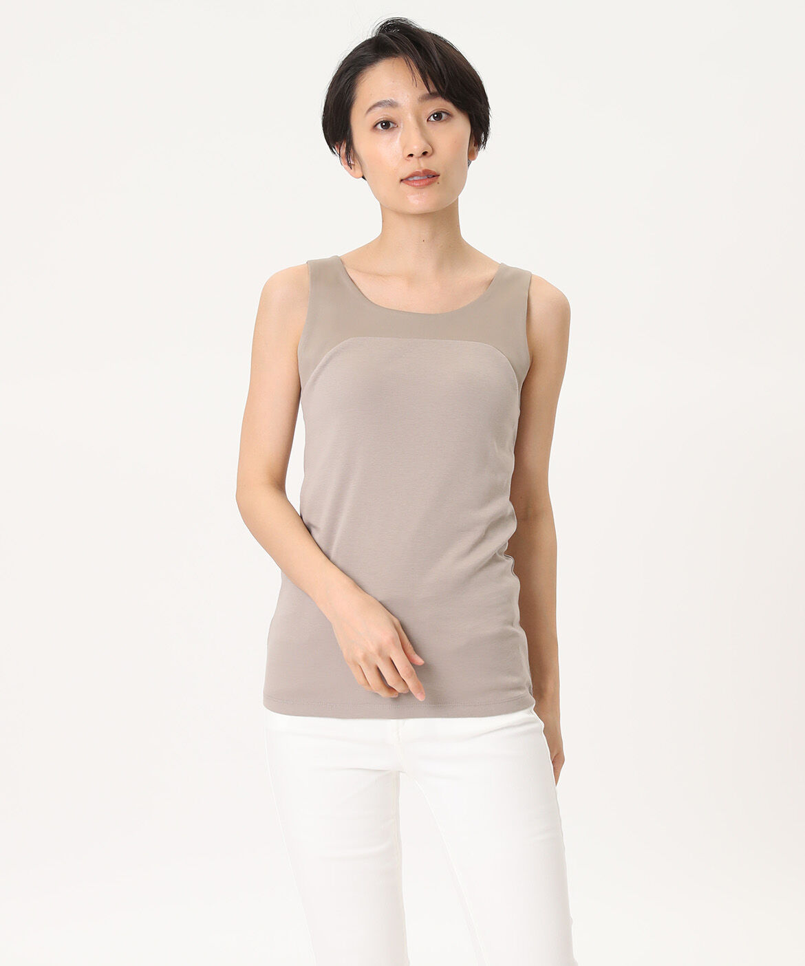 DAY by DAY it&rsquo;s international「サテン切り替えタンクトップ《スビン綿MIXフライス》」|タンクトップ|モカチャ3