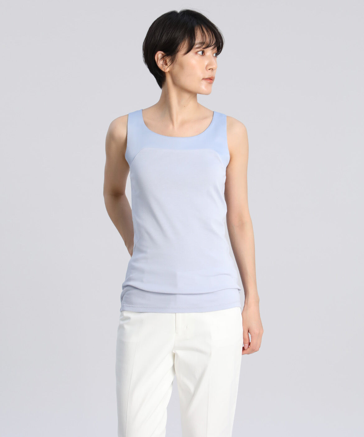 DAY by DAY it&rsquo;s international「サテン切り替えタンクトップ《スビン綿MIXフライス》」|タンクトップ|サックス3