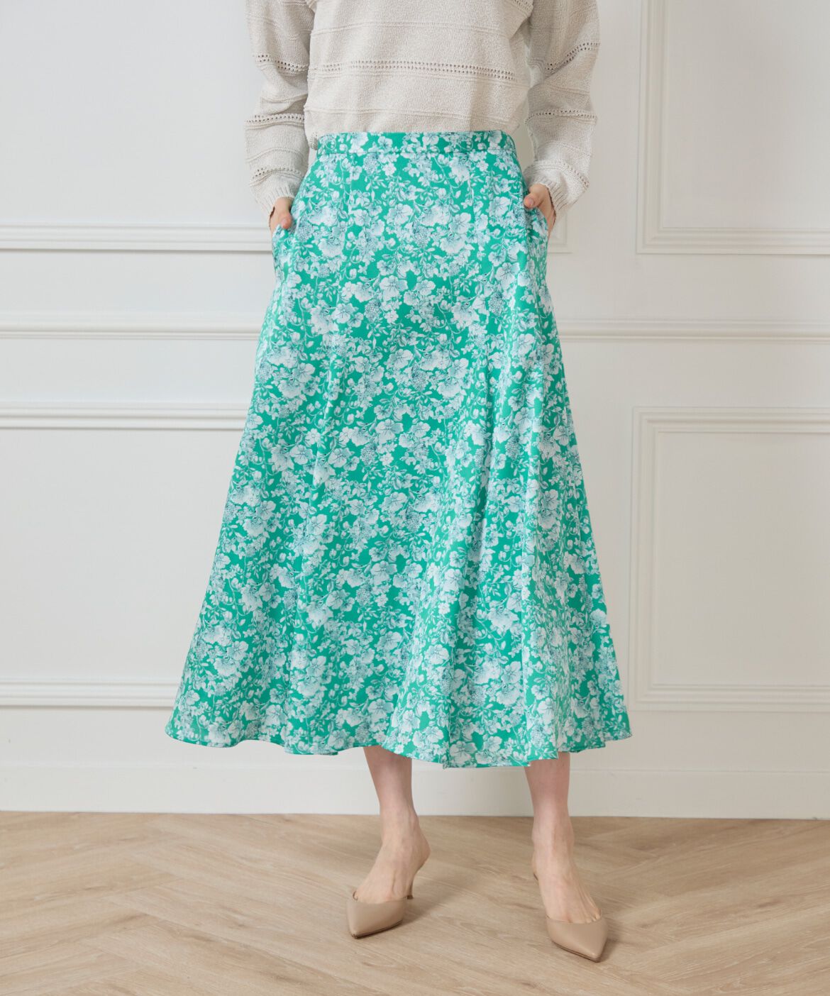 7-IDconcept.「《大きいサイズ》切り替えマーメイドスカート」|フレア|