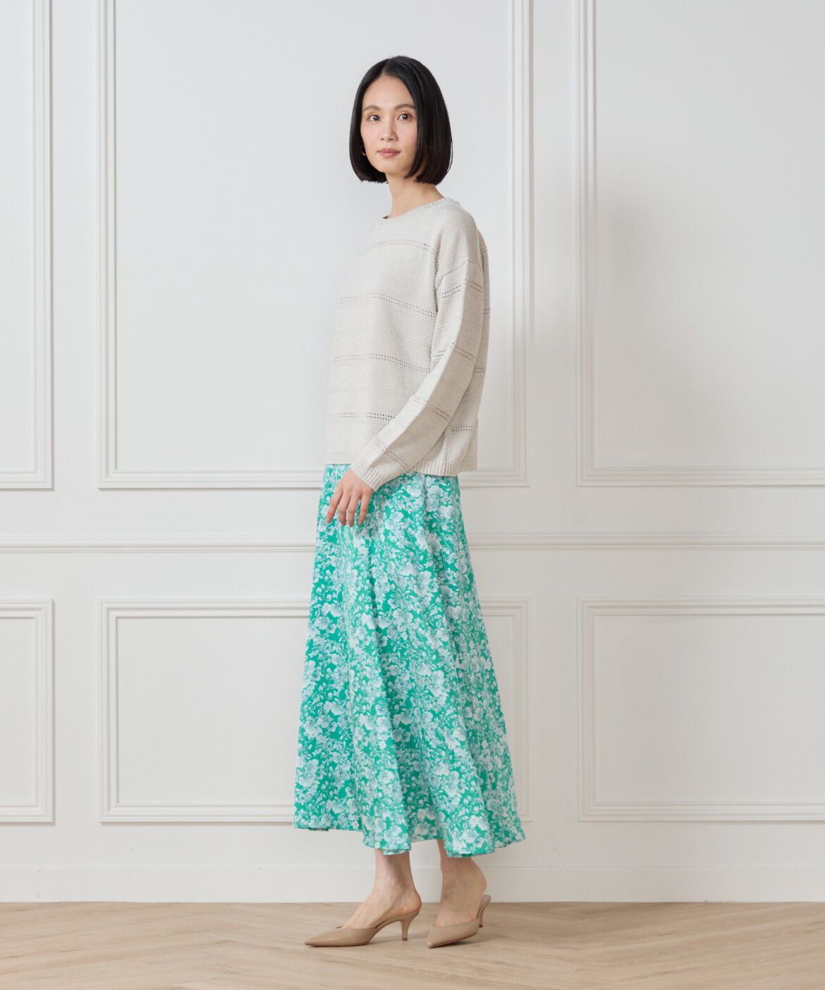 7-IDconcept.「《大きいサイズ》切り替えマーメイドスカート」|フレア|